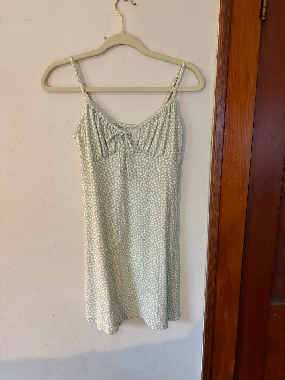 American Eagle Outfitters Light Green Polka Dot Mini Dress
